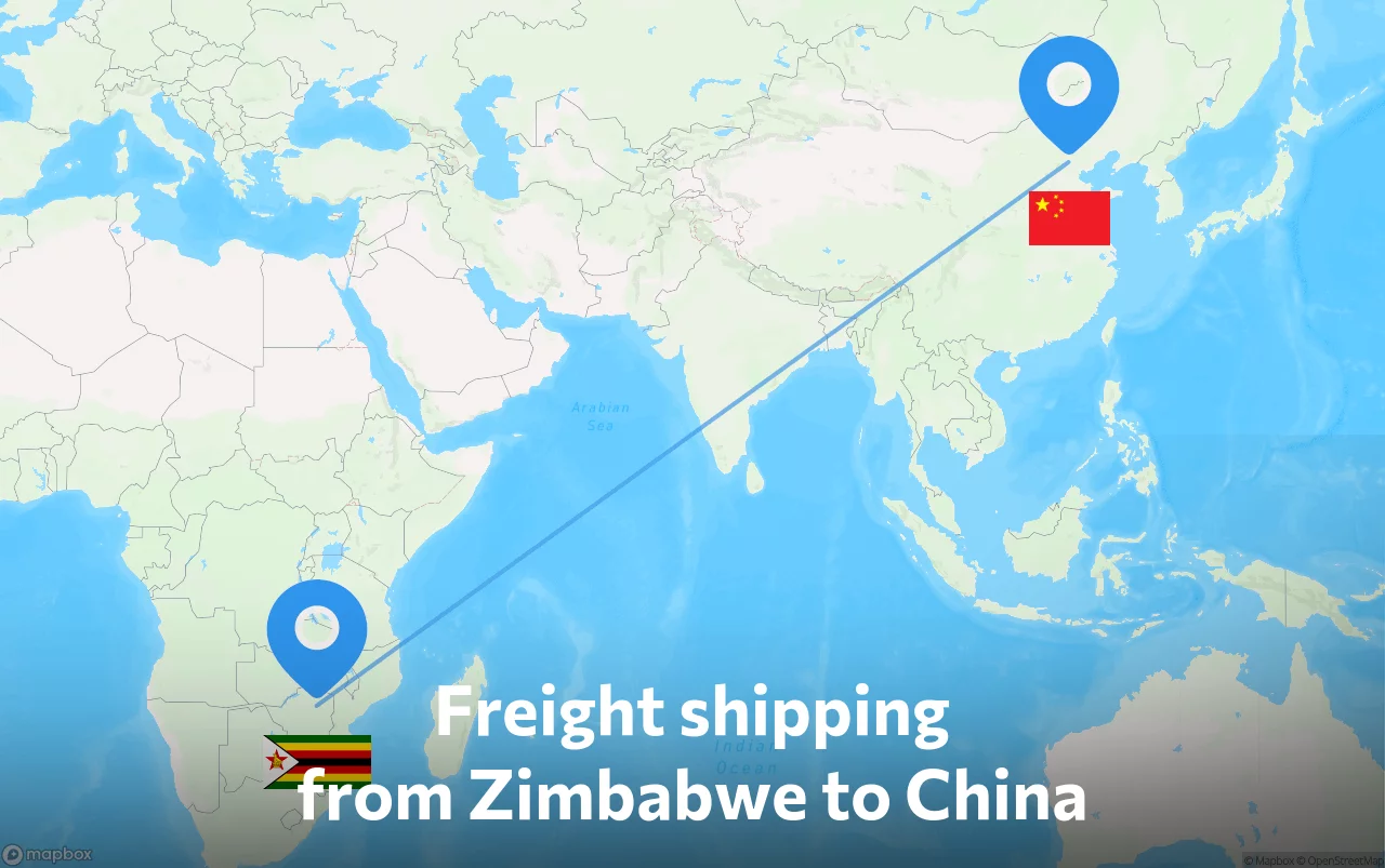 Shipping route from Zimbabwe to China