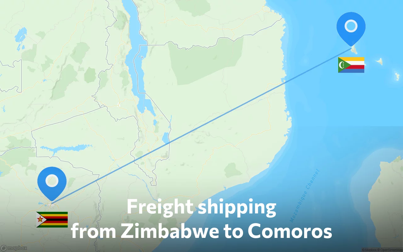 Shipping route from Zimbabwe to Comoros