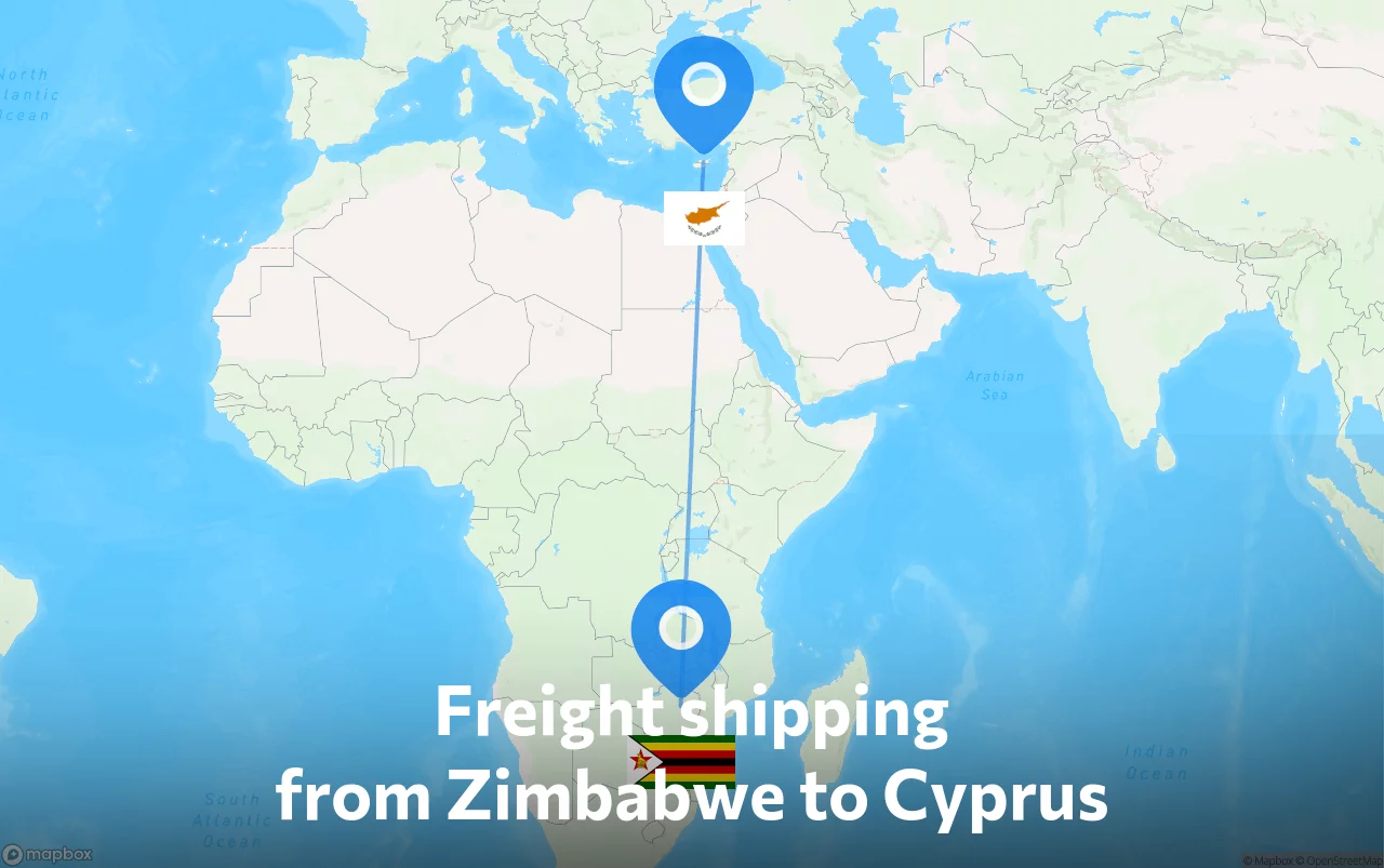 Shipping route from Zimbabwe to Cyprus
