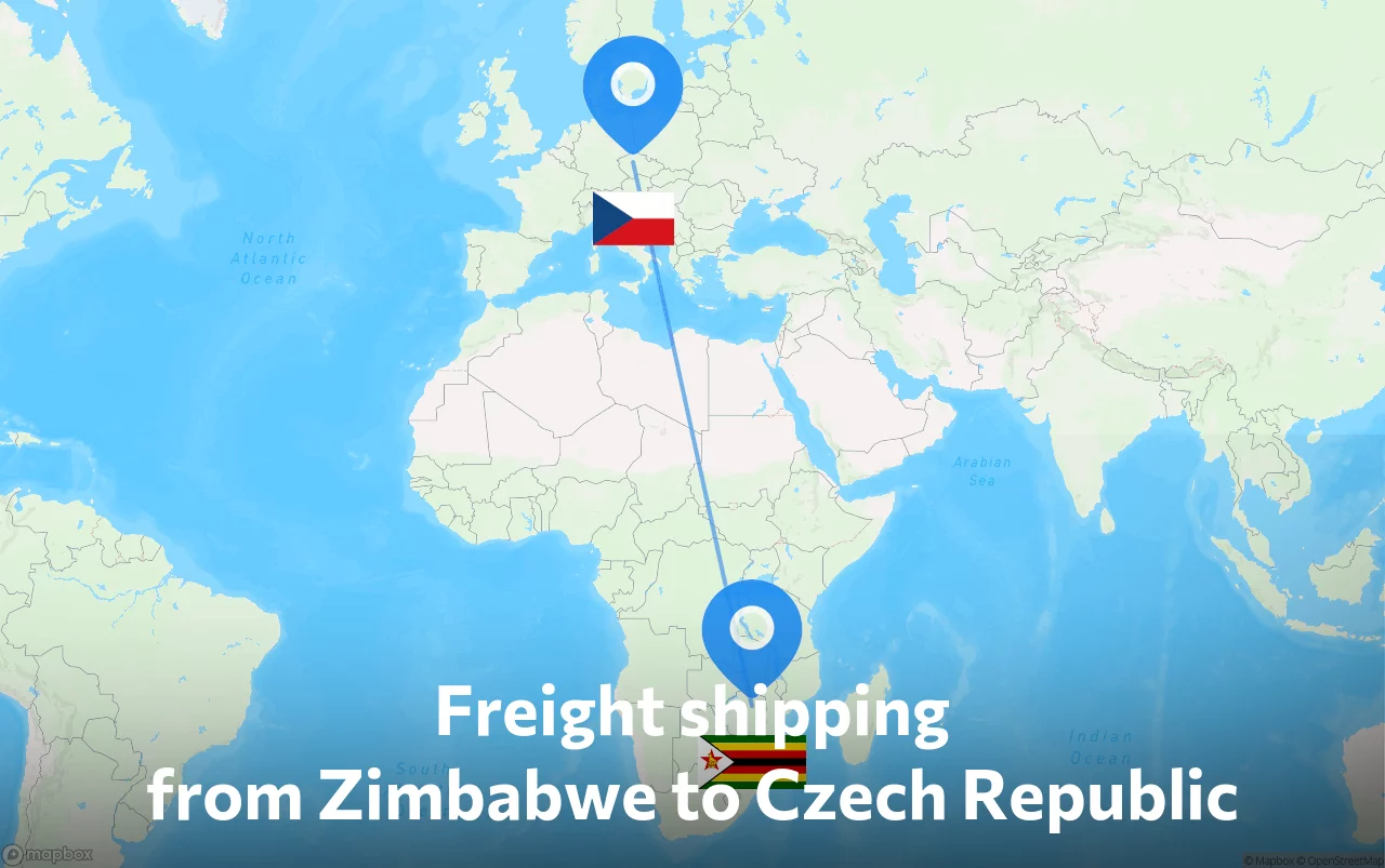 Shipping route from Zimbabwe to Czech Republic