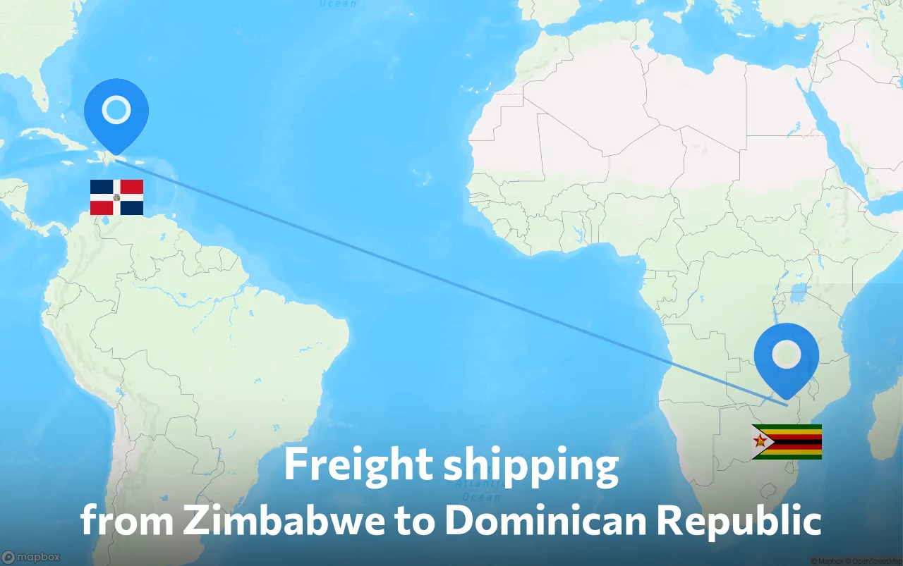 Shipping route from Zimbabwe to Dominican Republic