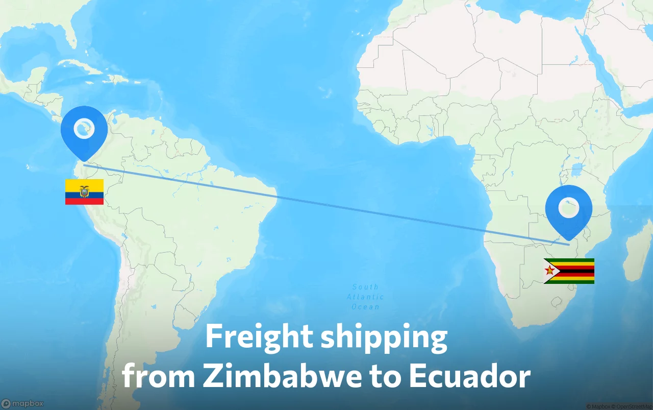 Shipping route from Zimbabwe to Ecuador