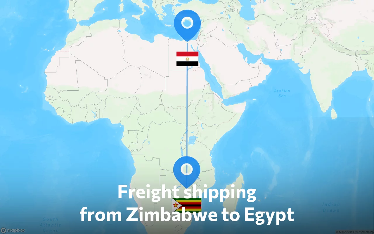 Shipping route from Zimbabwe to Egypt