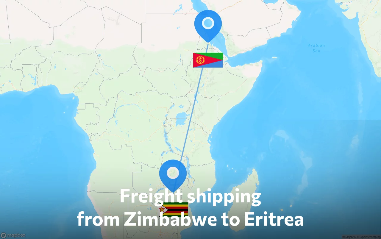 Shipping route from Zimbabwe to Eritrea