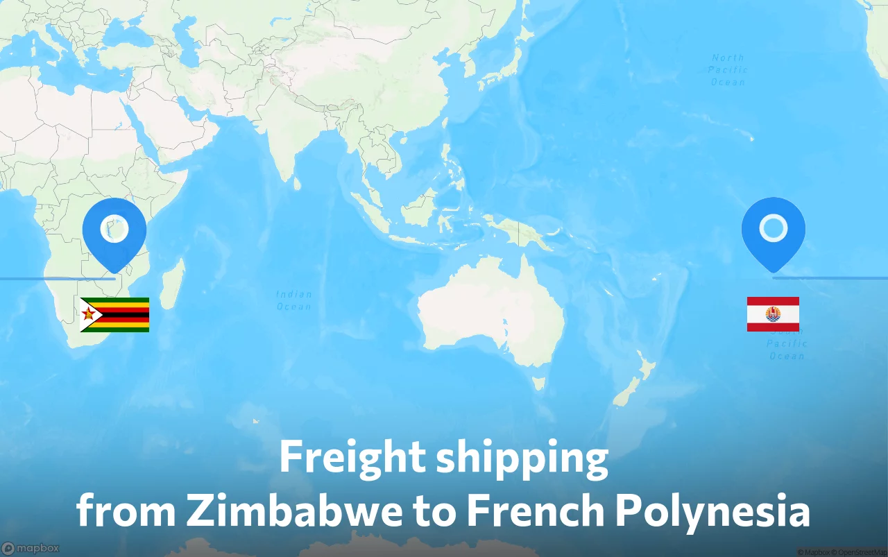 Shipping route from Zimbabwe to French Polynesia