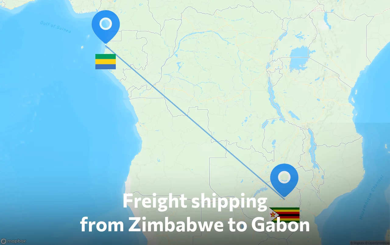 Shipping route from Zimbabwe to Gabon