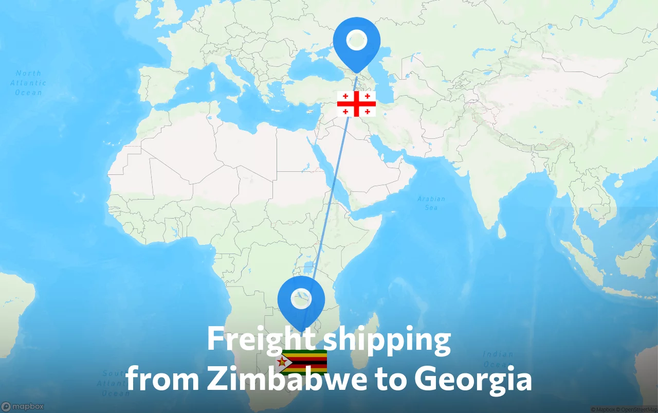 Shipping route from Zimbabwe to Georgia
