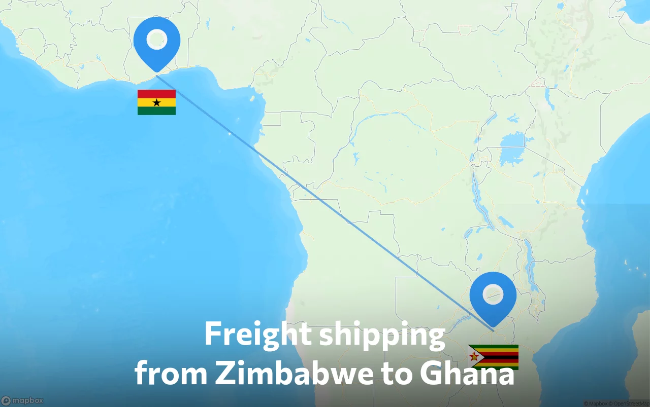 Shipping route from Zimbabwe to Ghana