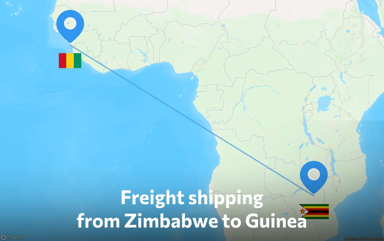 Shipping route from Zimbabwe to Guinea