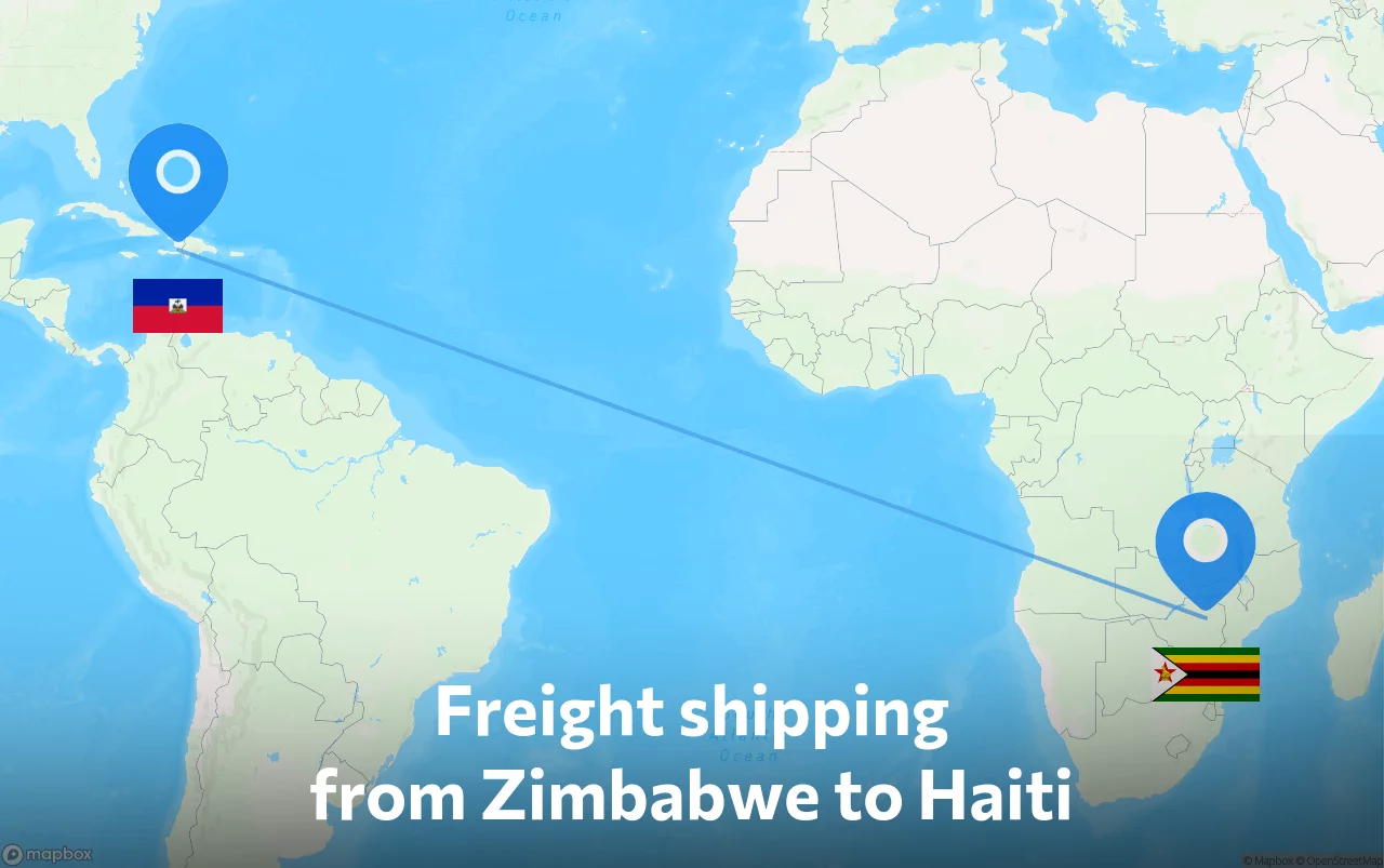 Shipping route from Zimbabwe to Haiti