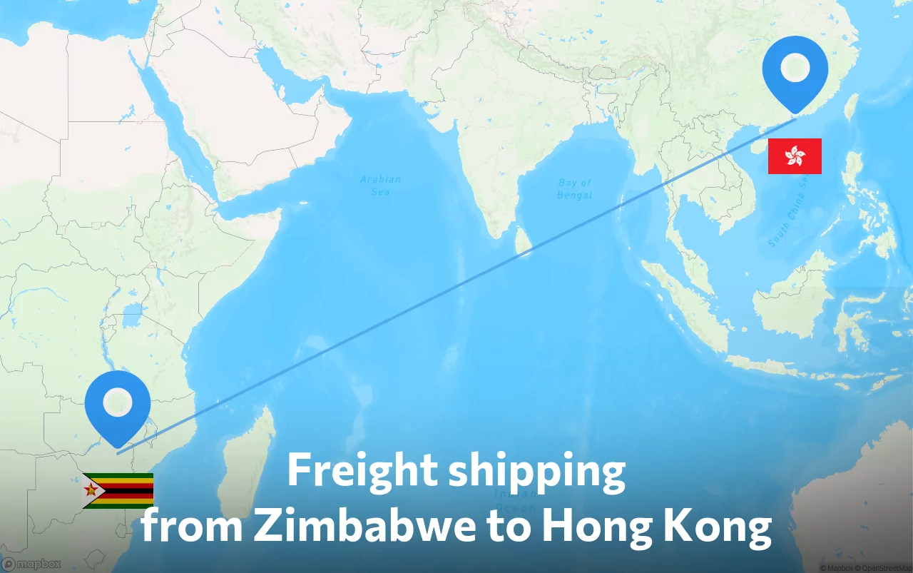 Shipping route from Zimbabwe to Hong Kong
