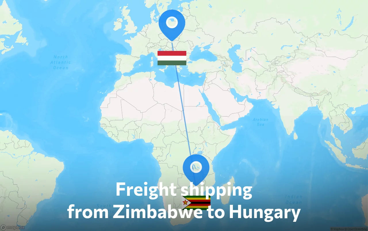 Shipping route from Zimbabwe to Hungary