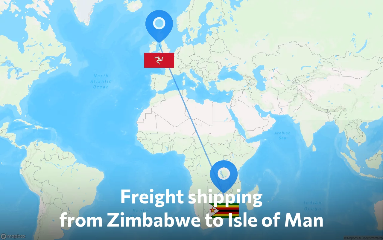 Shipping route from Zimbabwe to Isle of Man