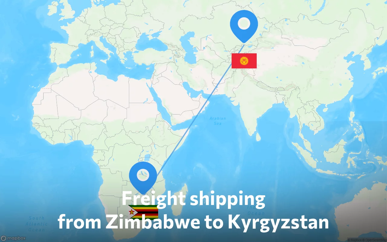 Shipping route from Zimbabwe to Kyrgyzstan