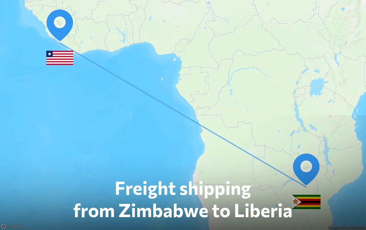 Shipping route from Zimbabwe to Liberia