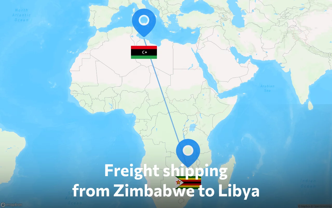 Shipping route from Zimbabwe to Libya