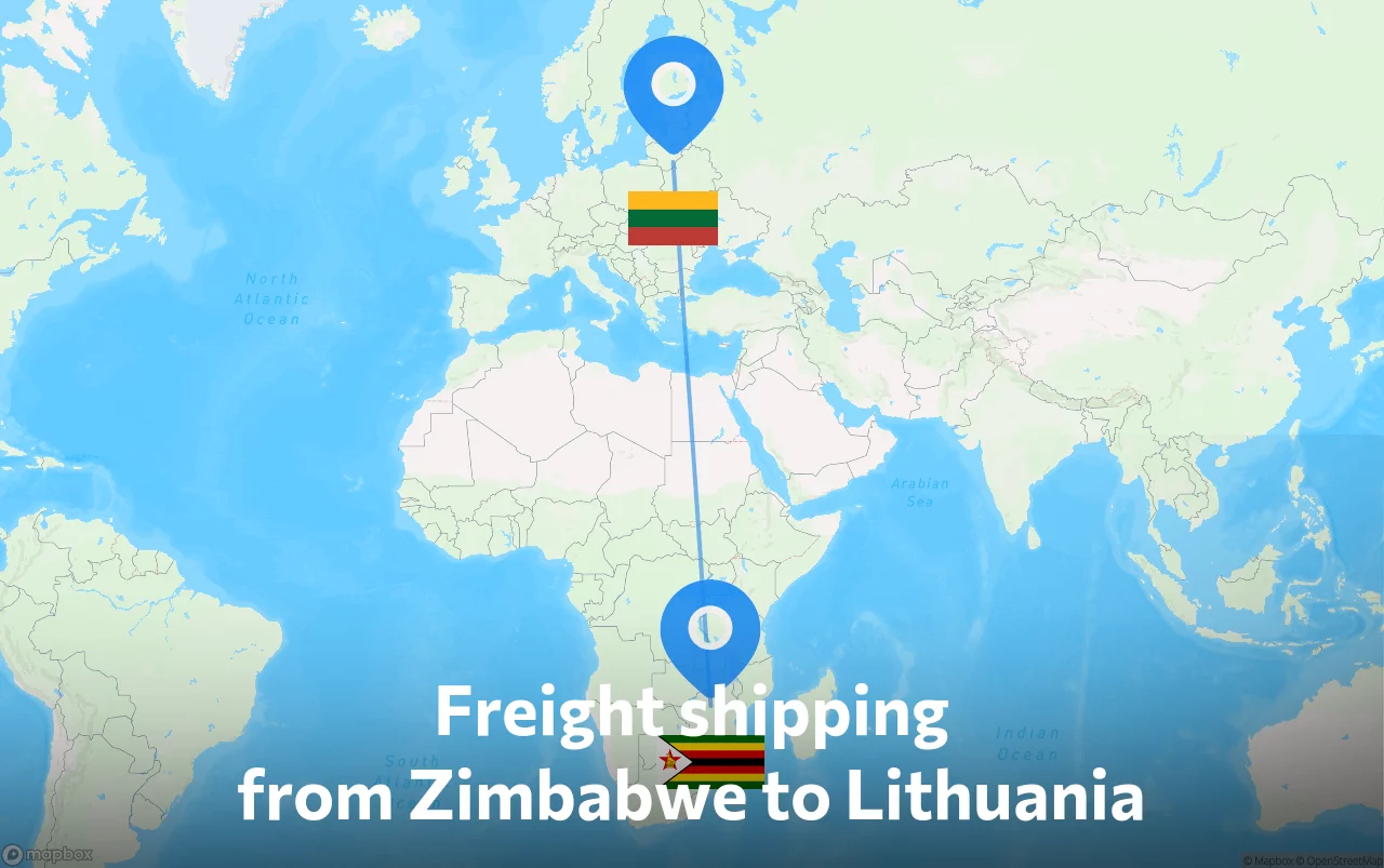 Shipping route from Zimbabwe to Lithuania