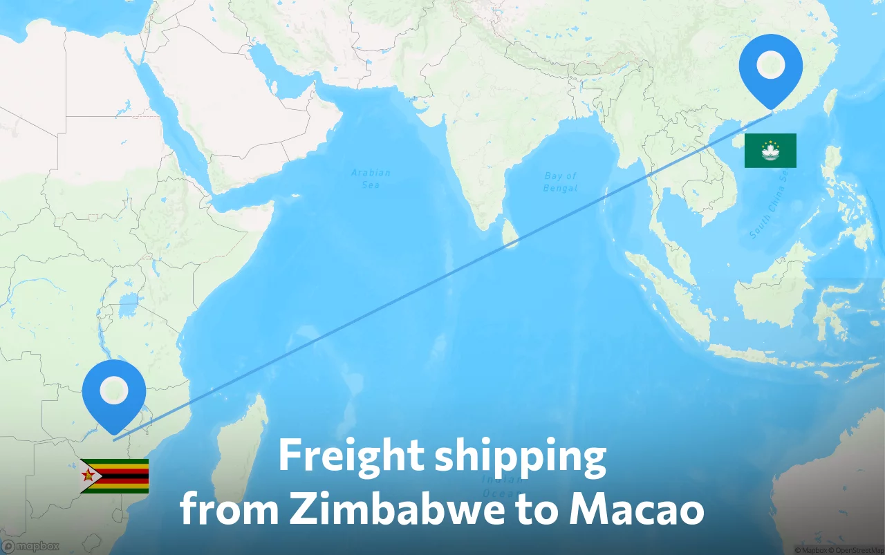 Shipping route from Zimbabwe to Macao