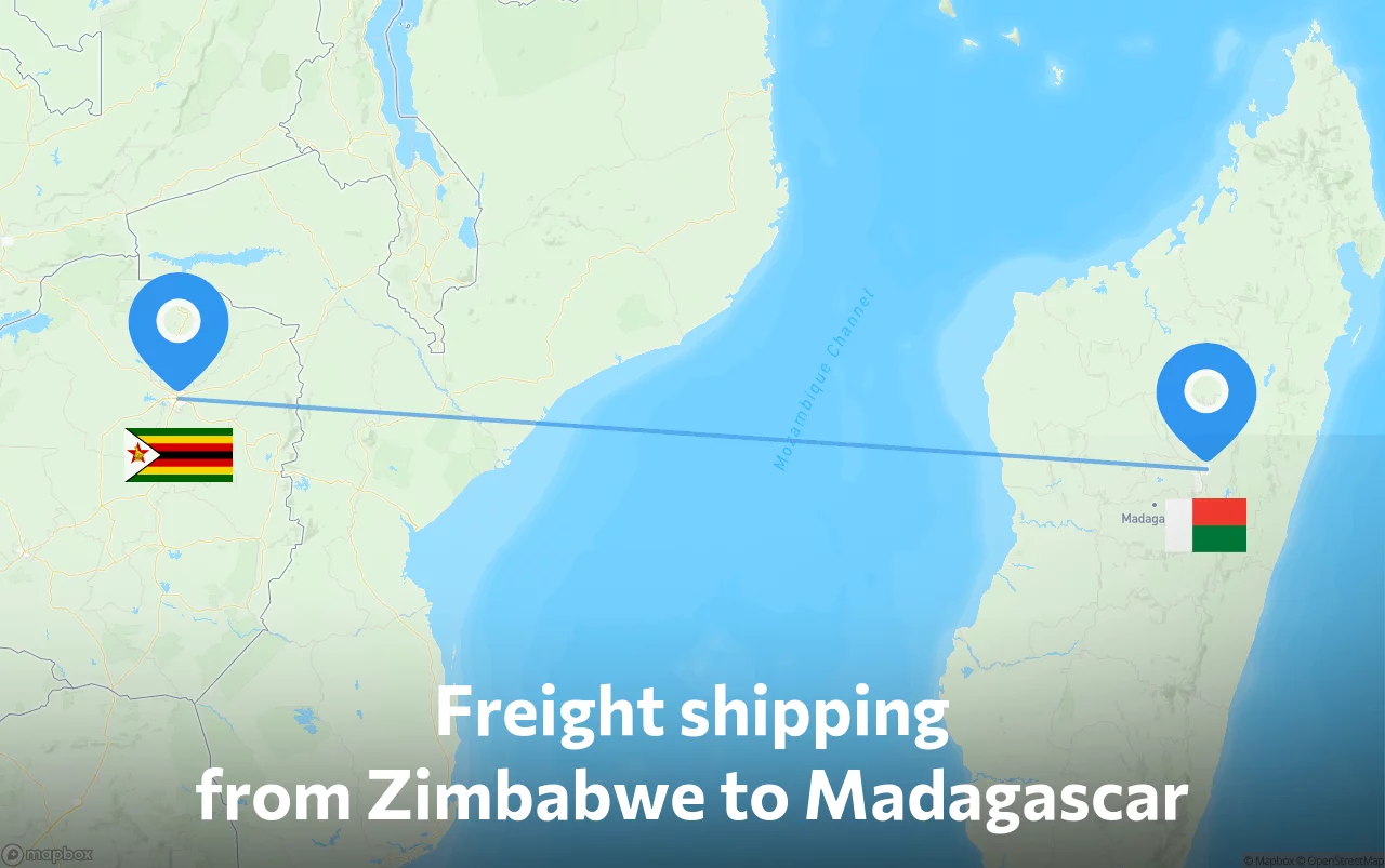 Shipping route from Zimbabwe to Madagascar
