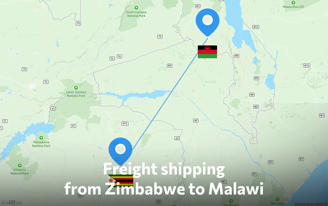 Shipping route from Zimbabwe to Malawi