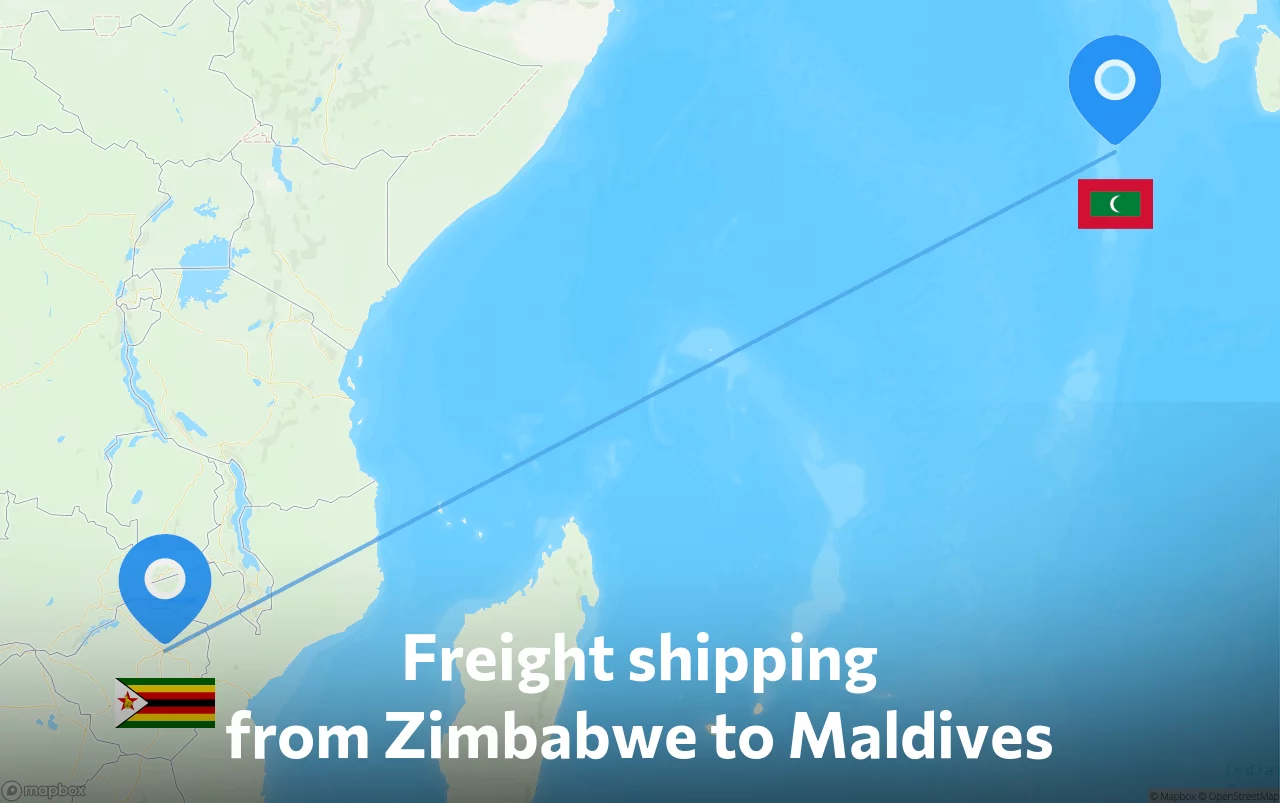Shipping route from Zimbabwe to Maldives