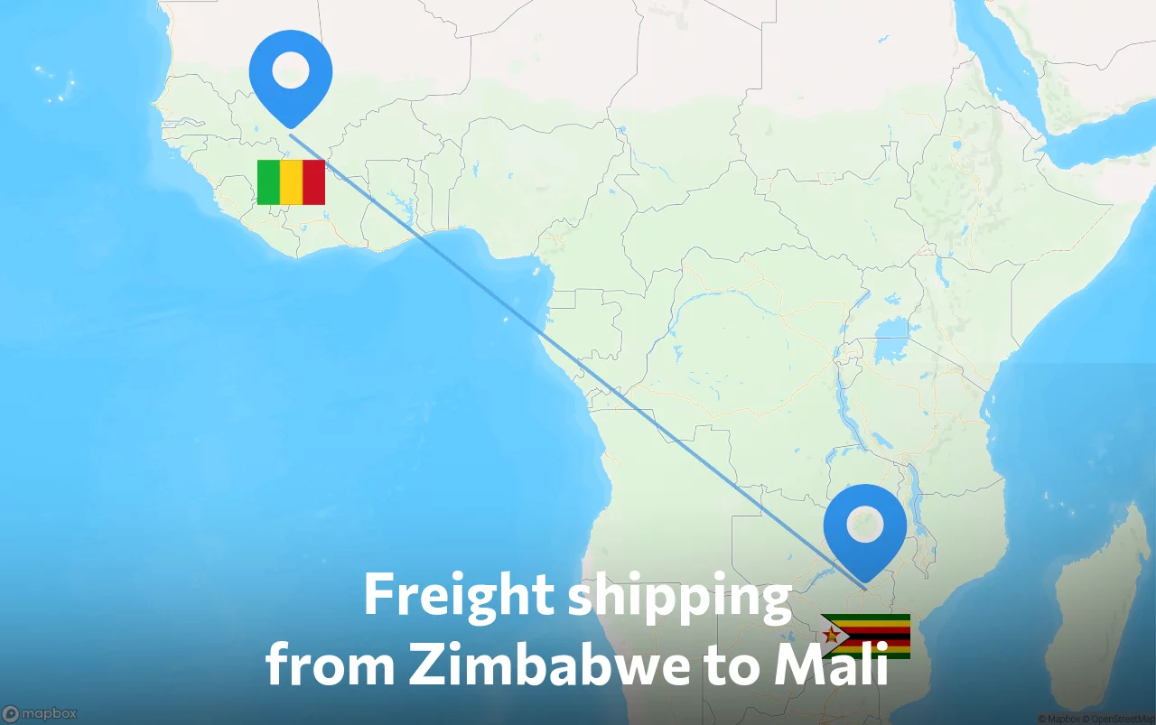 Shipping route from Zimbabwe to Mali