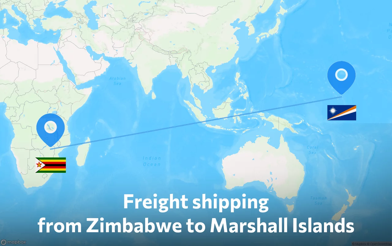 Shipping route from Zimbabwe to Marshall Islands
