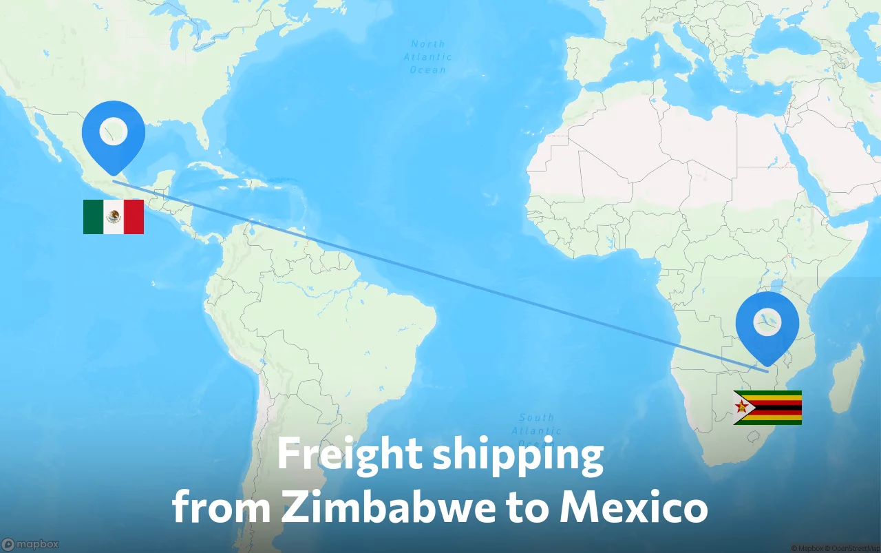Shipping route from Zimbabwe to Mexico