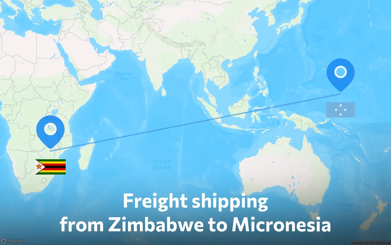 Shipping route from Zimbabwe to Micronesia