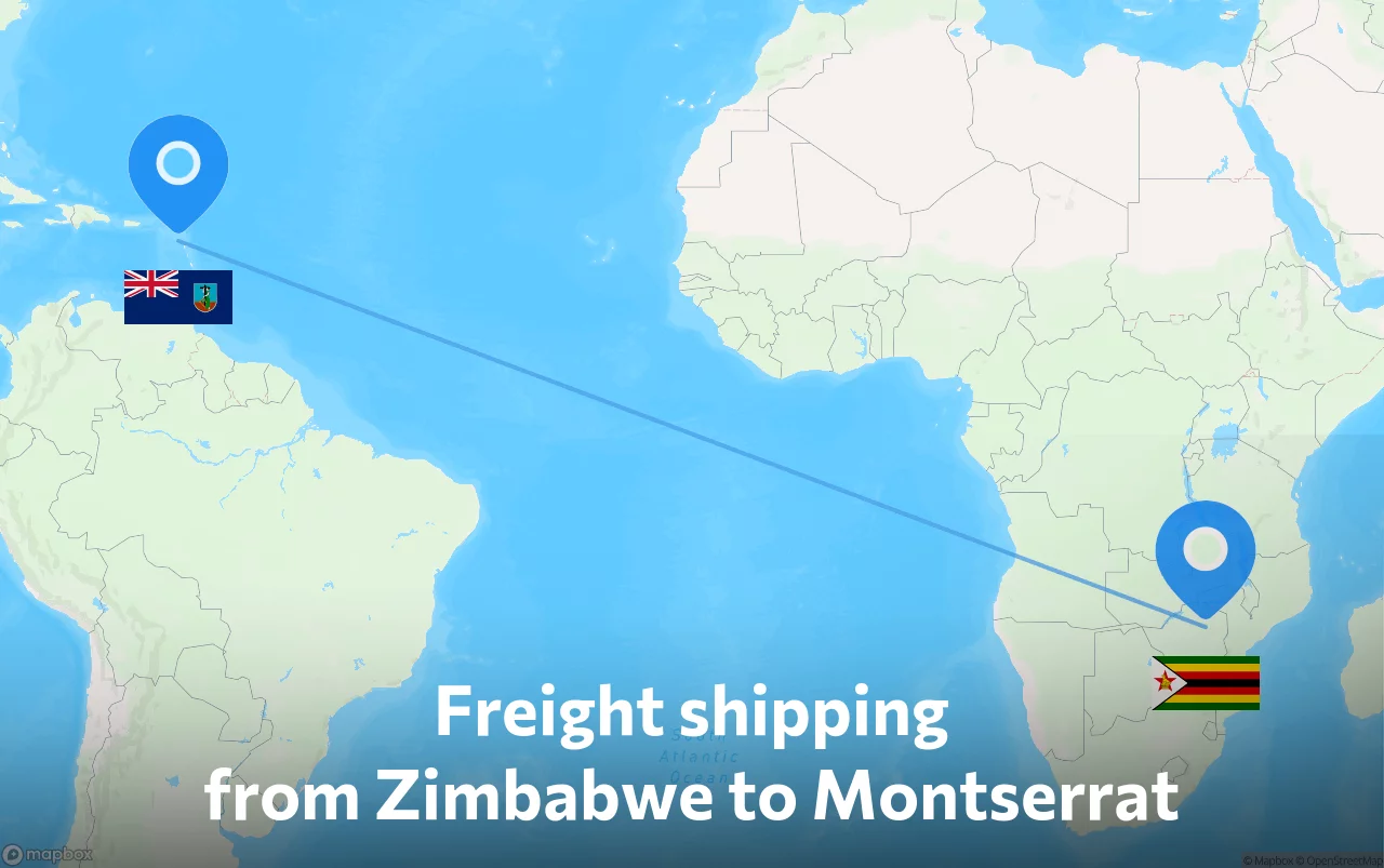 Shipping route from Zimbabwe to Montserrat