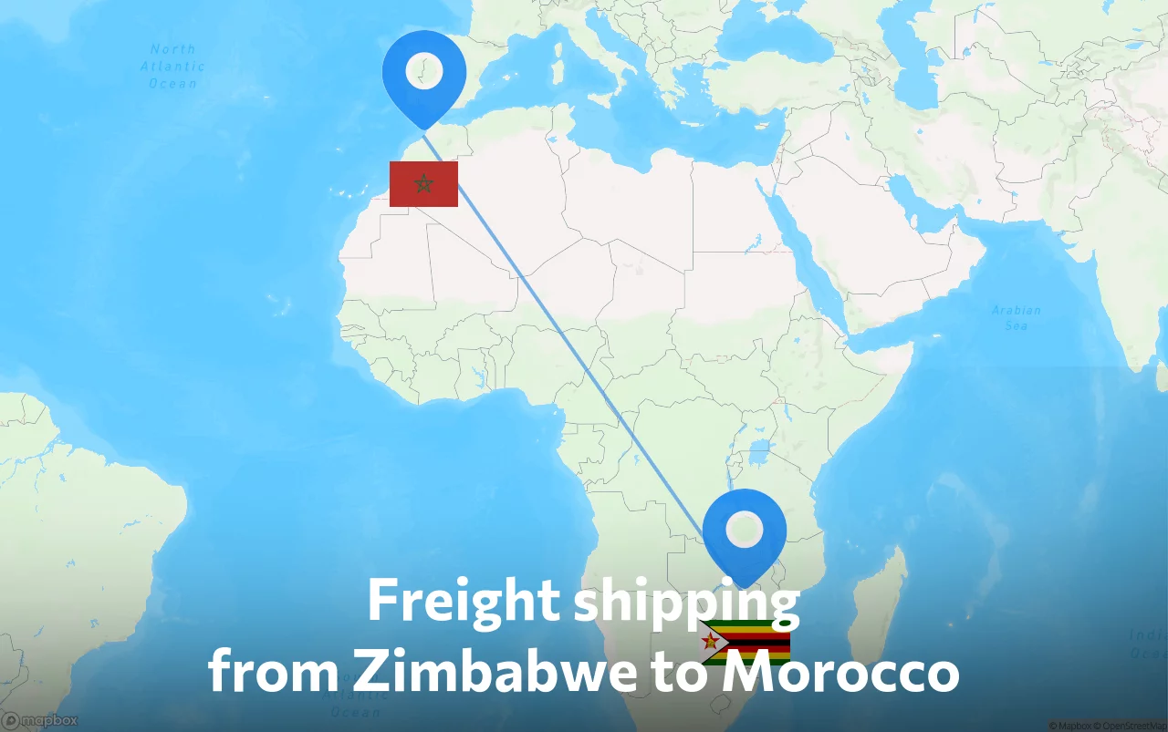 Shipping route from Zimbabwe to Morocco