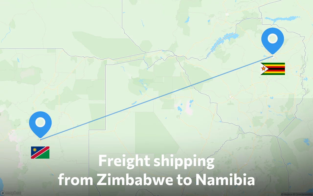 Shipping route from Zimbabwe to Namibia