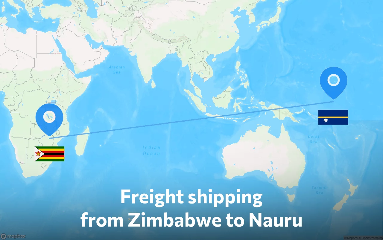 Shipping route from Zimbabwe to Nauru