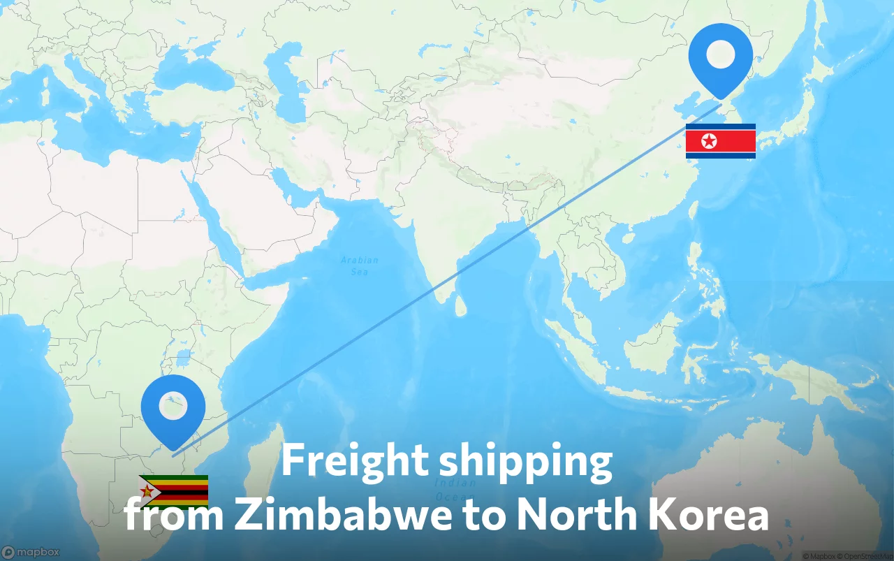 Shipping route from Zimbabwe to North Korea