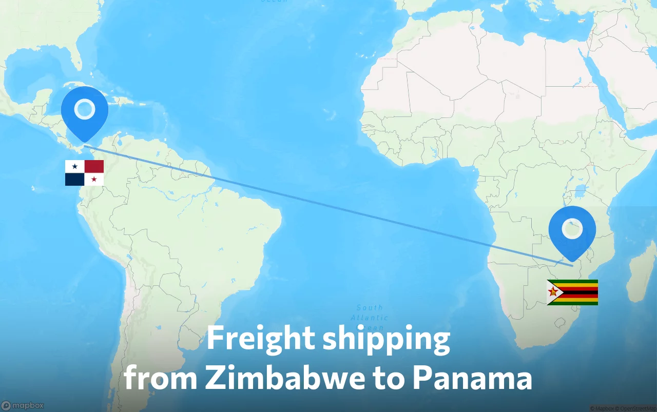 Shipping route from Zimbabwe to Panama