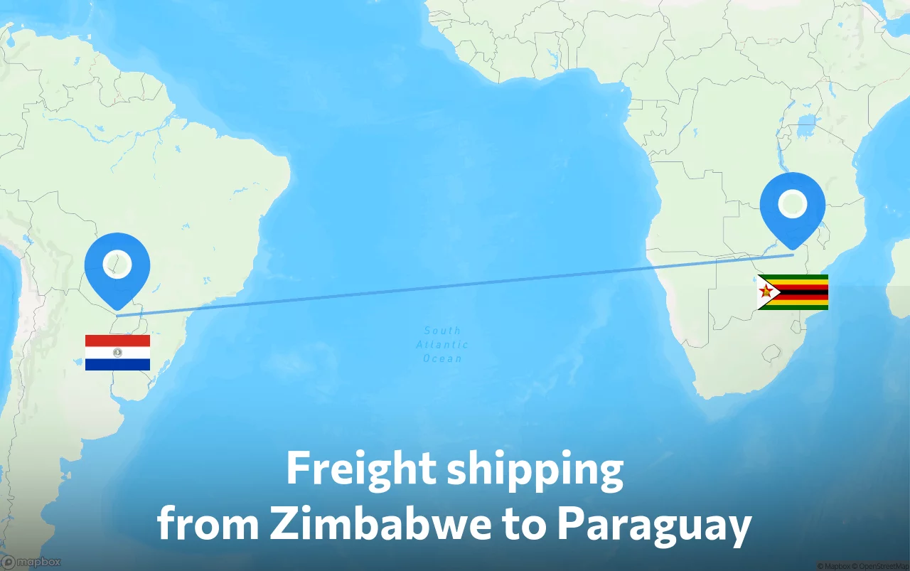 Shipping route from Zimbabwe to Paraguay