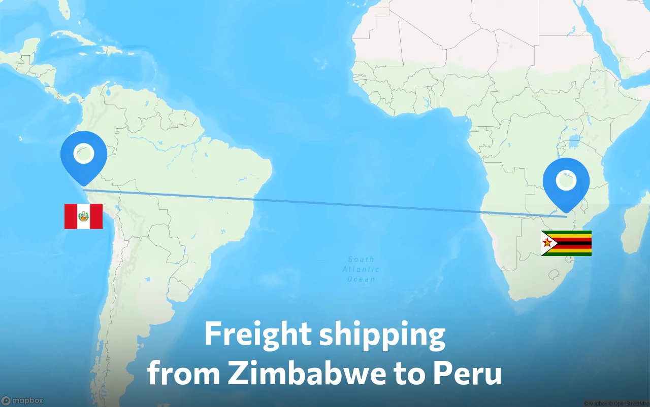 Shipping route from Zimbabwe to Peru