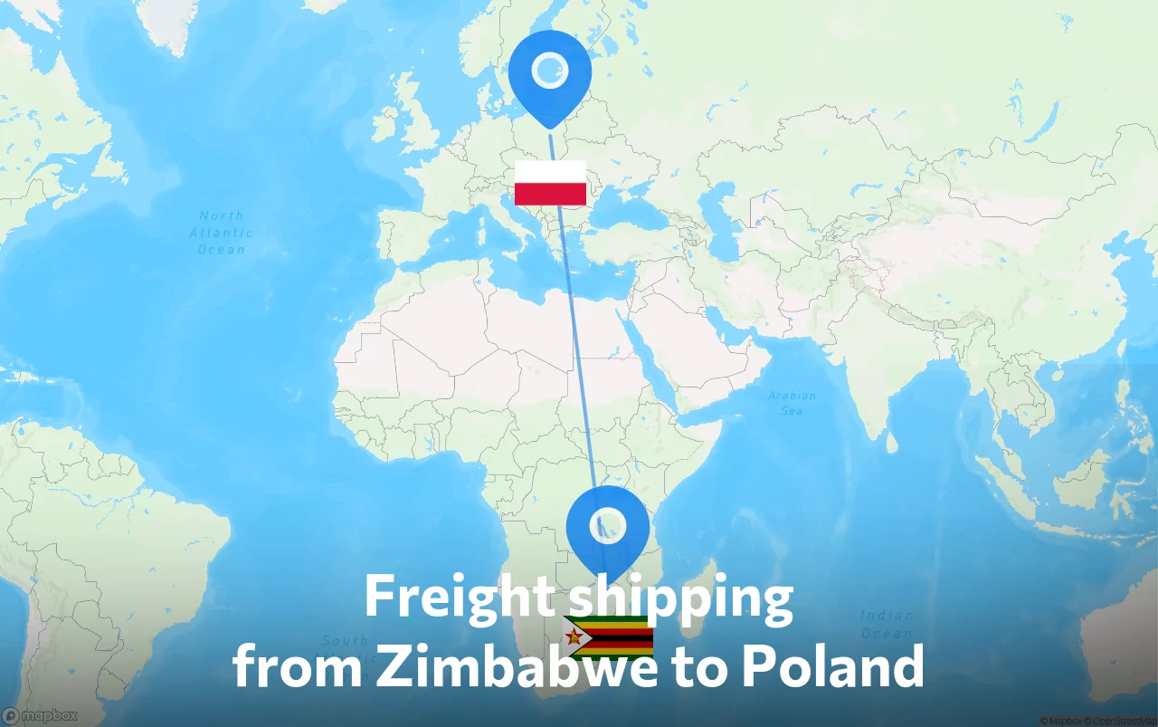 Shipping route from Zimbabwe to Poland