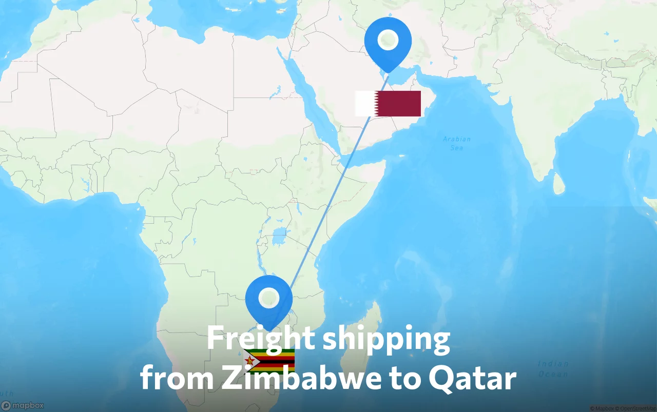 Shipping route from Zimbabwe to Qatar
