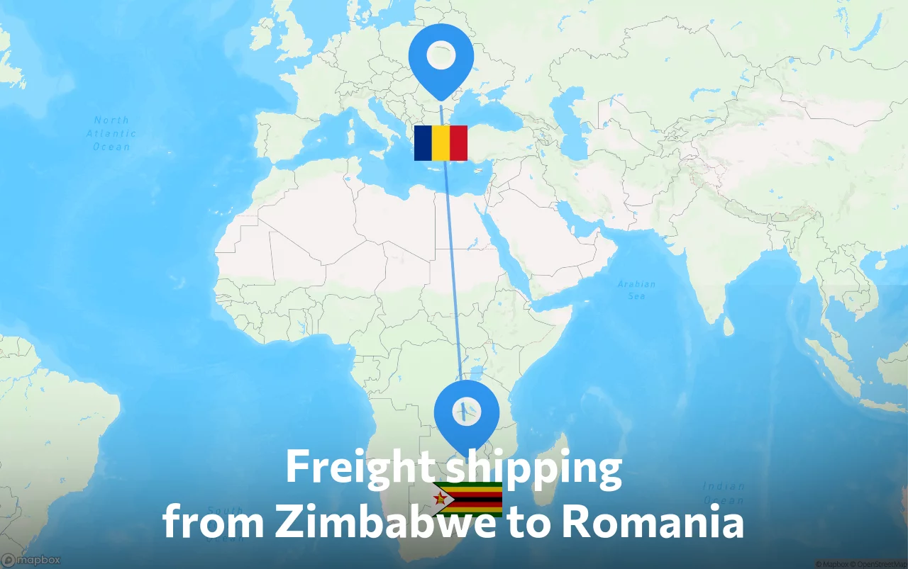 Shipping route from Zimbabwe to Romania