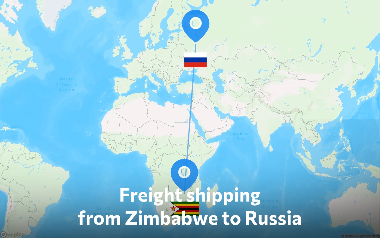 Shipping route from Zimbabwe to Russia