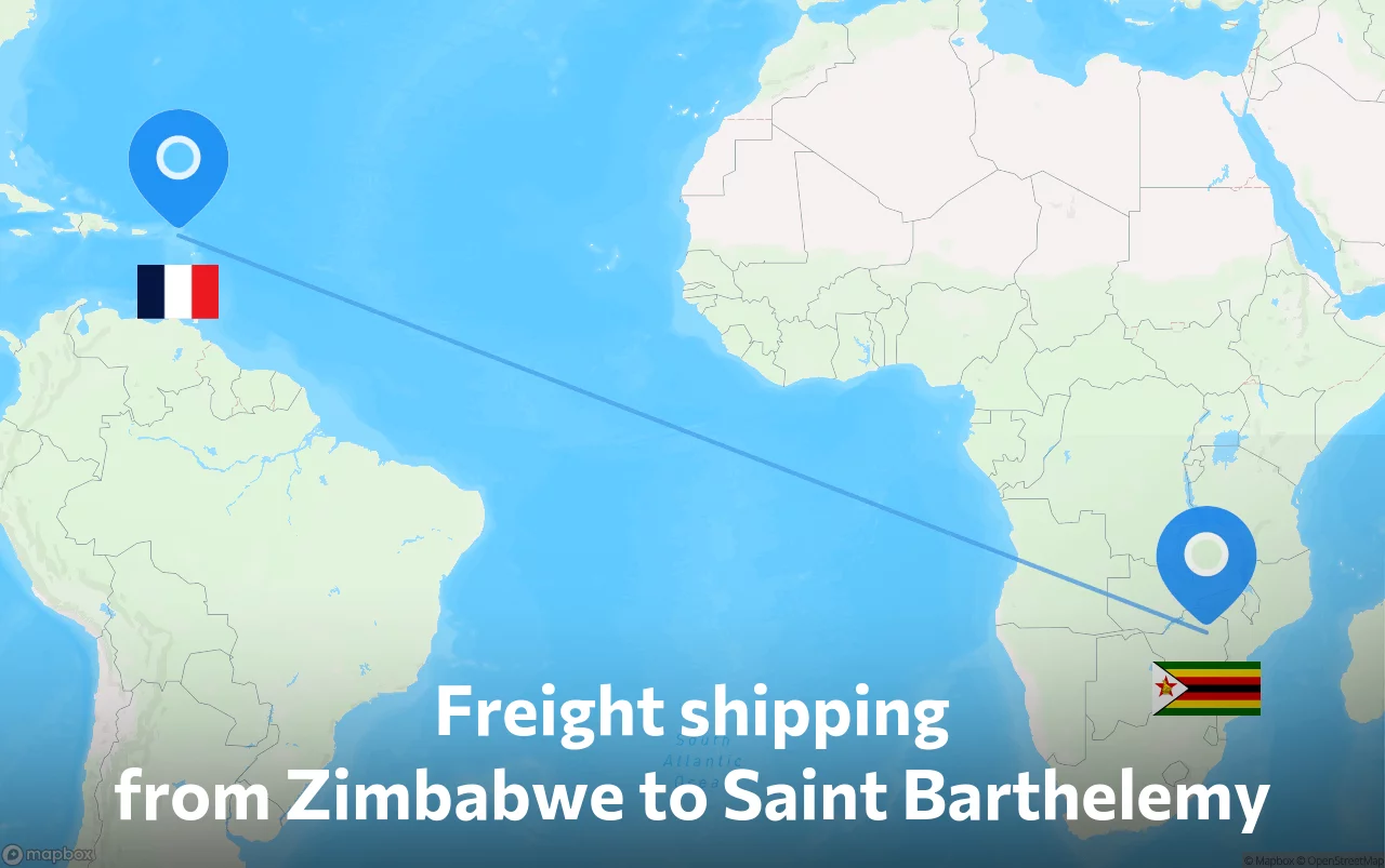 Shipping route from Zimbabwe to Saint Barthelemy
