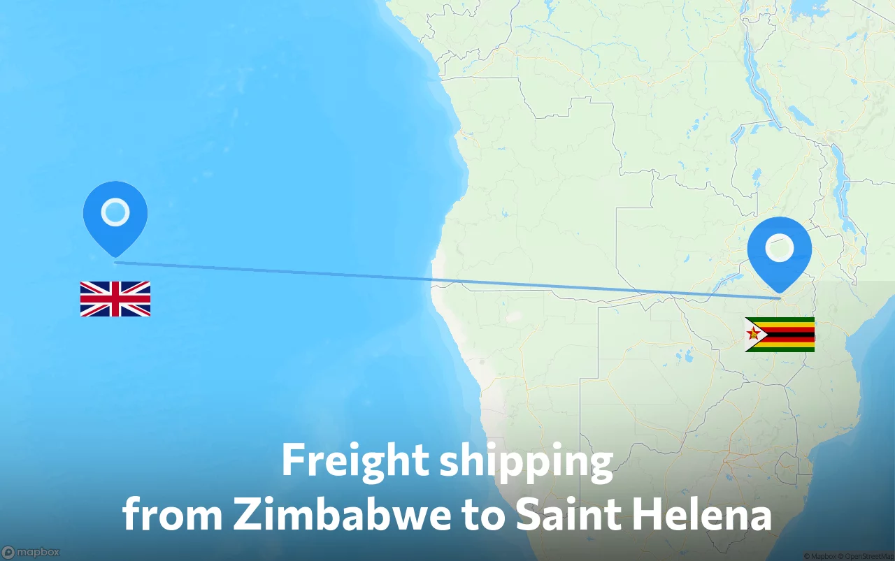 Shipping route from Zimbabwe to Saint Helena