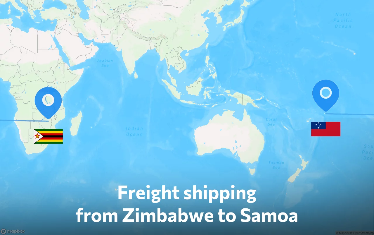 Shipping route from Zimbabwe to Samoa