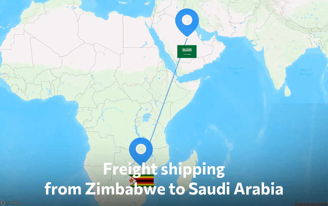 Shipping route from Zimbabwe to Saudi Arabia