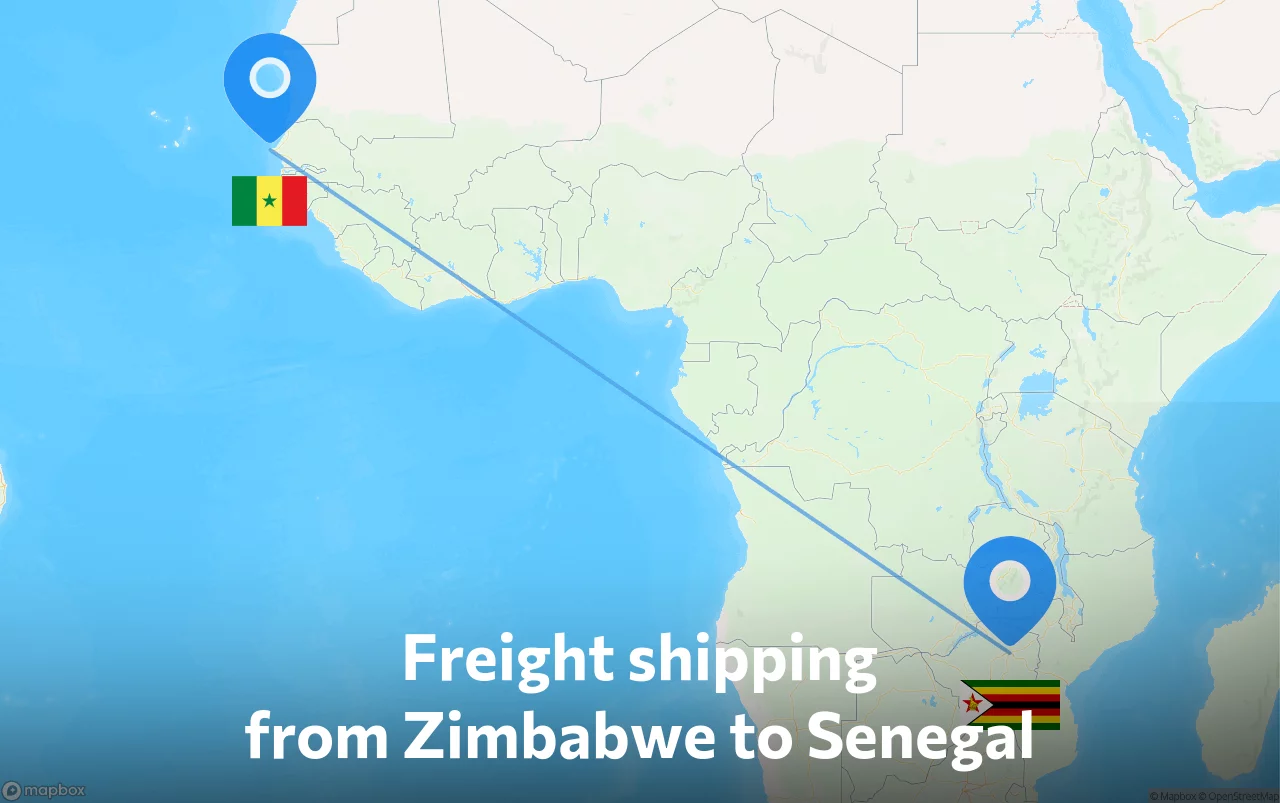 Shipping route from Zimbabwe to Senegal