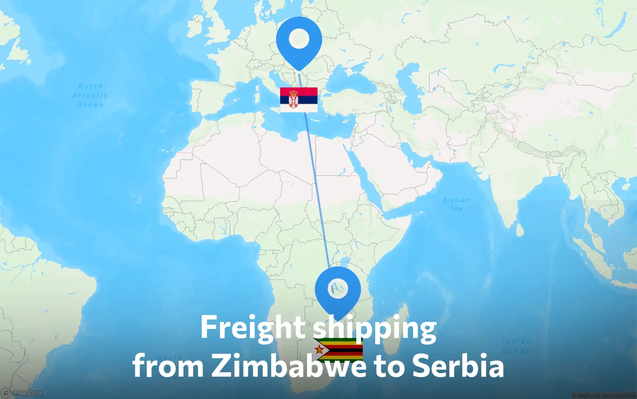 Shipping route from Zimbabwe to Serbia