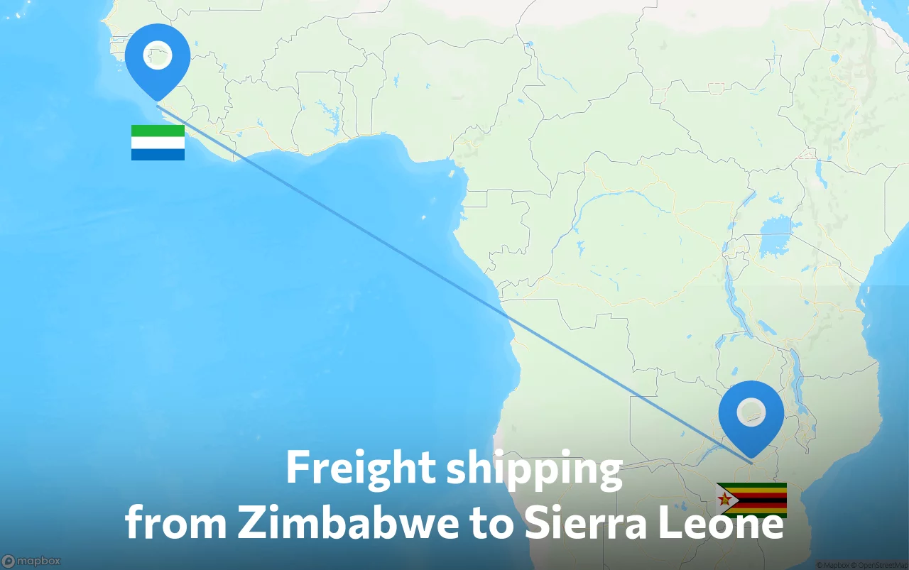 Shipping route from Zimbabwe to Sierra Leone