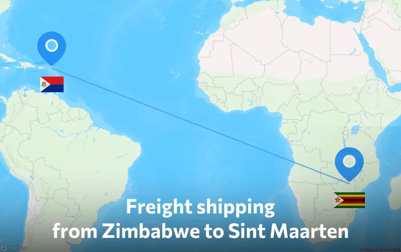 Shipping route from Zimbabwe to Sint Maarten