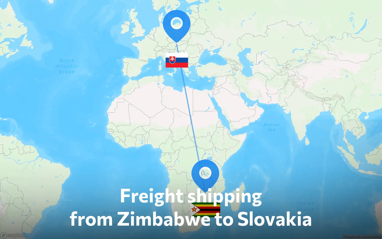 Shipping route from Zimbabwe to Slovakia